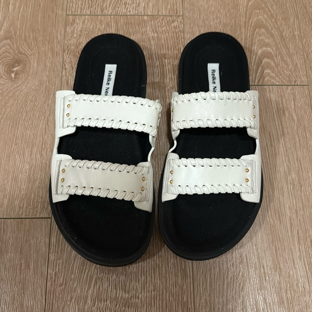 BRAND NEW! REIKE NEN Turnover White Mold Slippers, Womens Size EU-36 White/Black